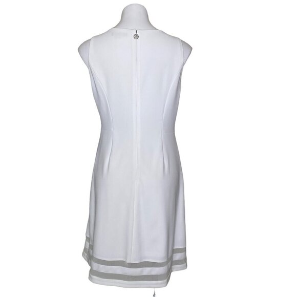 Tommy Hilfiger Cream A-Line Dress, NWT $109 Mesh Illusion Trim Women's Size 10 - Picture 7 of 11